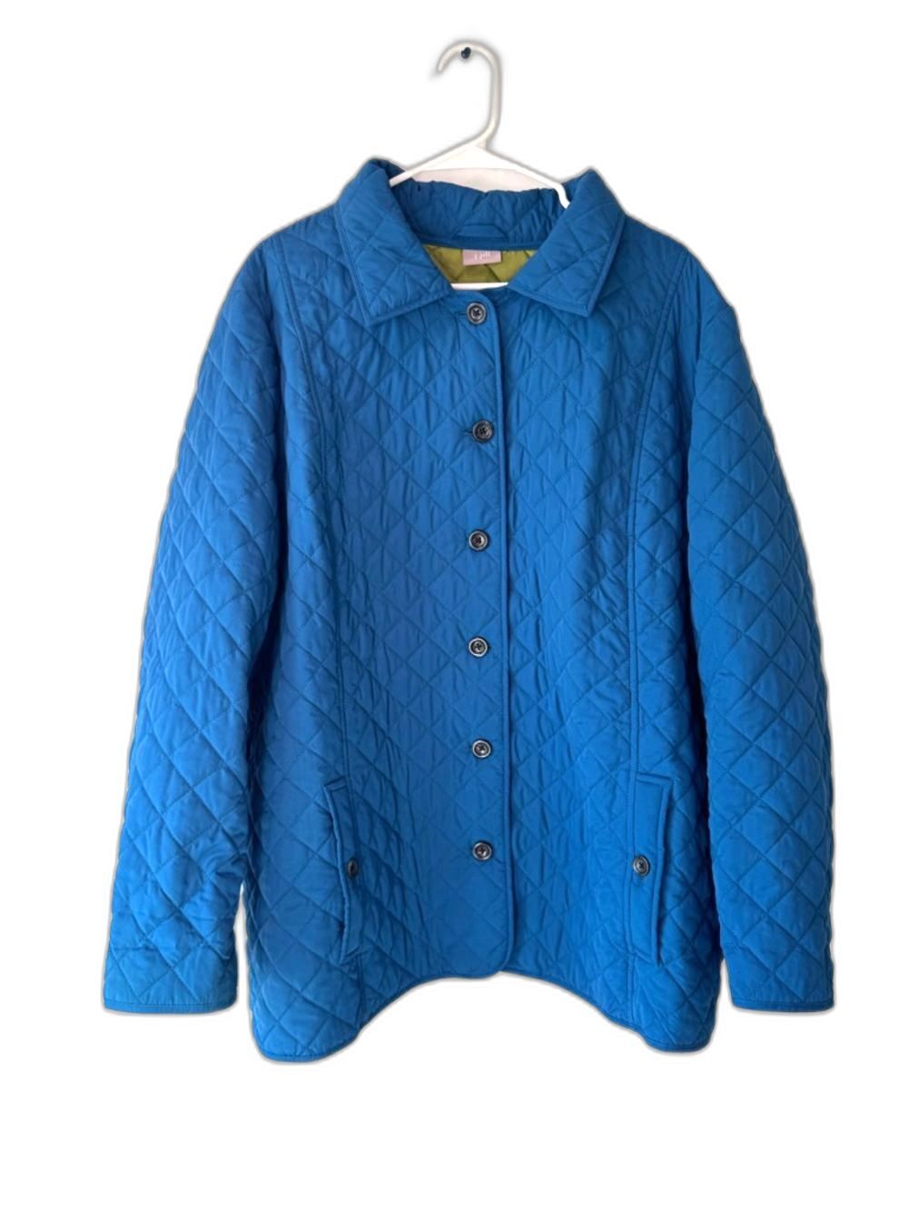 J. Jill Quilted Blue Button Down Coat